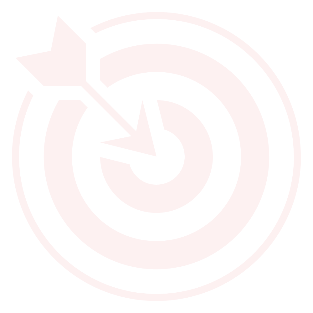 Coral-red spinning bullseye target representing focused campaign strategy and audience connection.